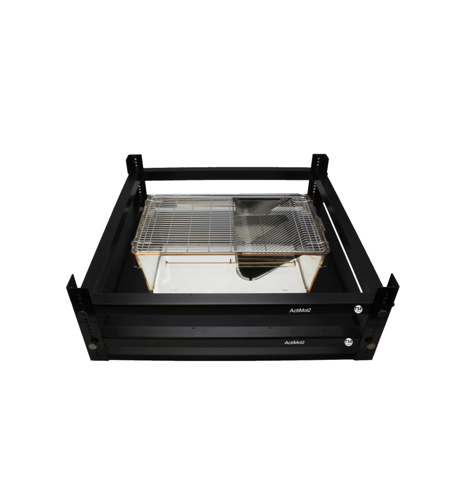 ActiMot2, animal movement tracking, 3D light-beam sensors, horizontal movement, vertical movement, high-resolution detection, spontaneous activity, induced activity, Open Field experiments, exploration behavior, anxiety studies, light-beam frames, rearing levels, rats, mice, advanced analysis software, 100+ parameters, regions of interest, activity thresholds, speed measurement.